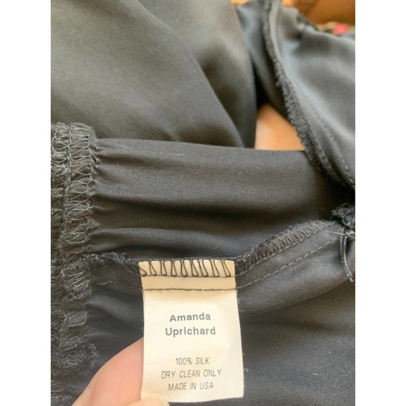 Amanda Uprichard 100% Silk Black V-Neck Dress - Picture 7 of 10